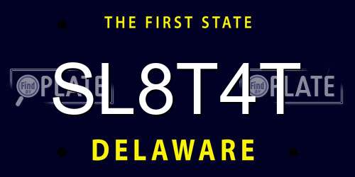 SL8T4T Delaware License Plate