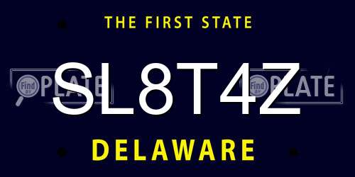 SL8T4Z Delaware License Plate