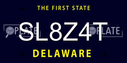 SL8Z4T Delaware License Plate