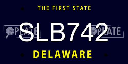 SLB742 Delaware License Plate