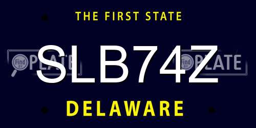 SLB74Z Delaware License Plate