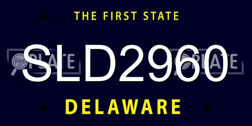 SLD2960 Delaware License Plate