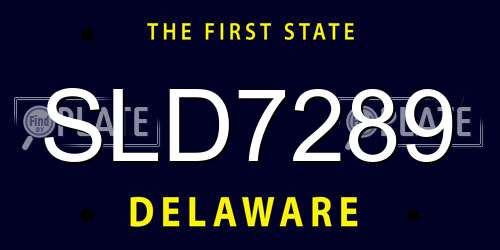 SLD7289 Delaware License Plate