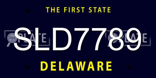 SLD7789 Delaware License Plate