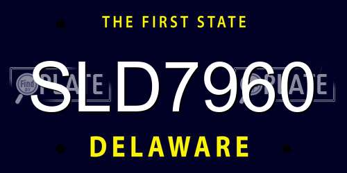SLD7960 Delaware License Plate