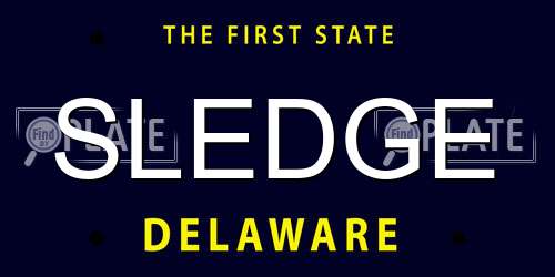 SLEDGE Delaware License Plate