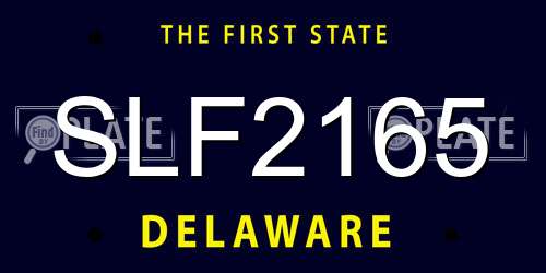 SLF2165 Delaware License Plate