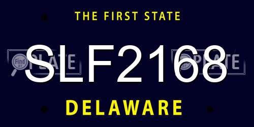 SLF2168 Delaware License Plate