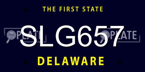 SLG657 Delaware License Plate