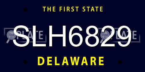 SLH6829 Delaware License Plate
