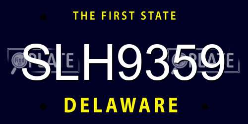 SLH9359 Delaware License Plate