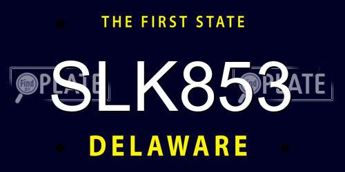 SLK853 Delaware License Plate