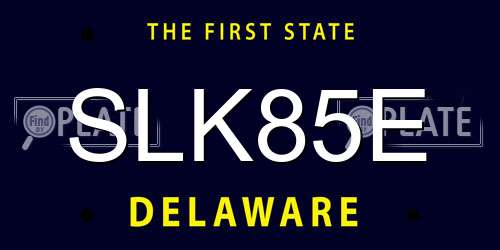 SLK85E Delaware License Plate
