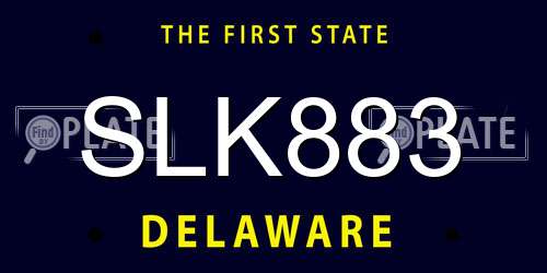 SLK883 Delaware License Plate