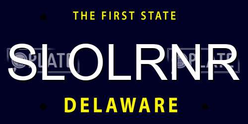 SLOLRNR Delaware License Plate