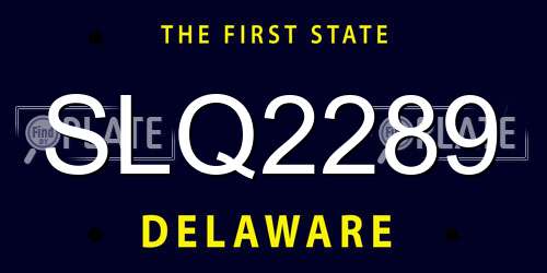 SLQ2289 Delaware License Plate