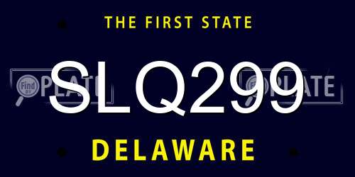 SLQ299 Delaware License Plate