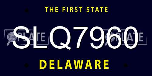 SLQ7960 Delaware License Plate
