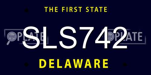 SLS742 Delaware License Plate