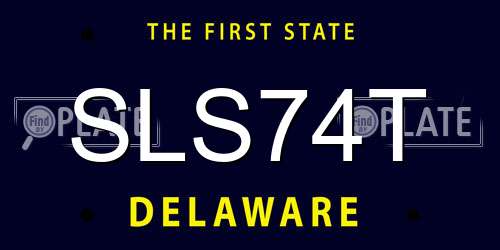 SLS74T Delaware License Plate