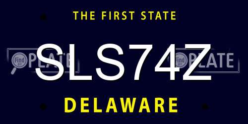 SLS74Z Delaware License Plate