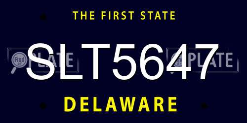 SLT5647 Delaware License Plate