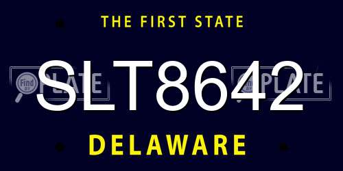 SLT8642 Delaware License Plate