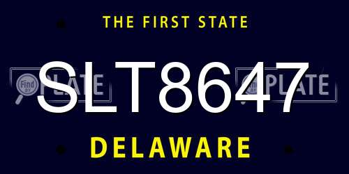 SLT8647 Delaware License Plate