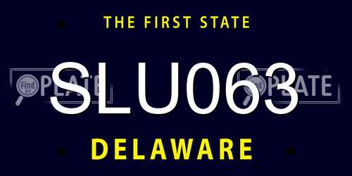 SLU063 Delaware License Plate