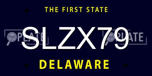 SLZX79 Delaware License Plate