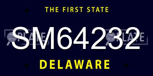 SM64232 Delaware License Plate