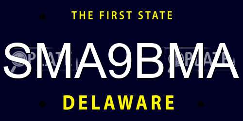 SMA9BMA Delaware License Plate