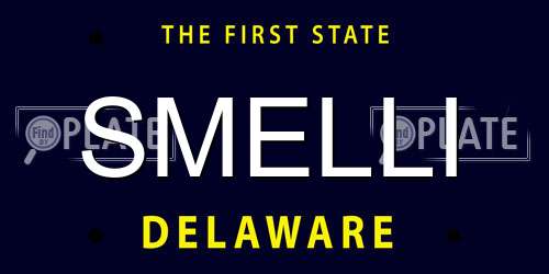 SMELLI Delaware License Plate