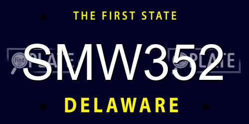 SMW352 Delaware License Plate