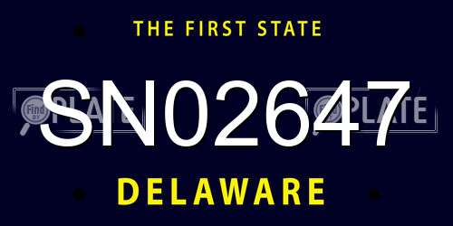 SN02647 Delaware License Plate