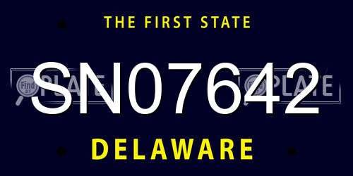 SN07642 Delaware License Plate