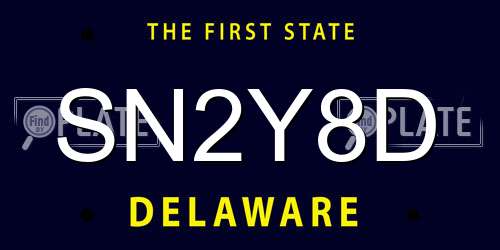 SN2Y8D Delaware License Plate
