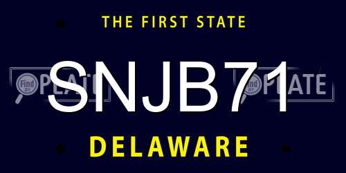 SNJB71 Delaware License Plate