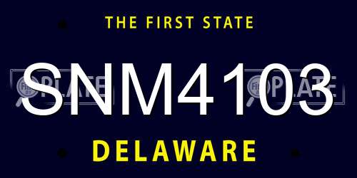 SNM4103 Delaware License Plate