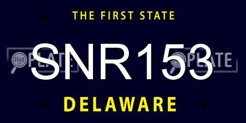 SNR153 Delaware License Plate