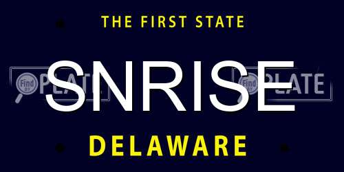 SNRISE Delaware License Plate