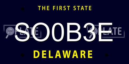 SO0B3E Delaware License Plate