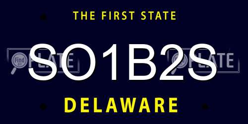 SO1B2S Delaware License Plate