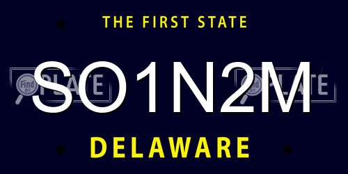 SO1N2M Delaware License Plate