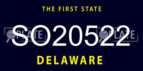 SO20522 Delaware License Plate
