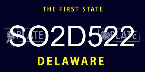 SO2D522 Delaware License Plate
