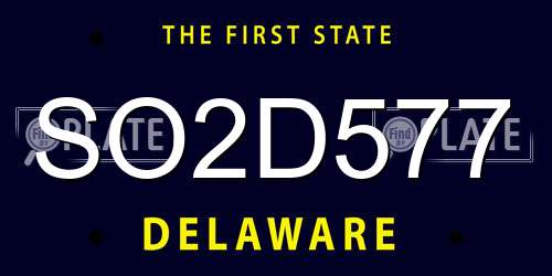 SO2D577 Delaware License Plate