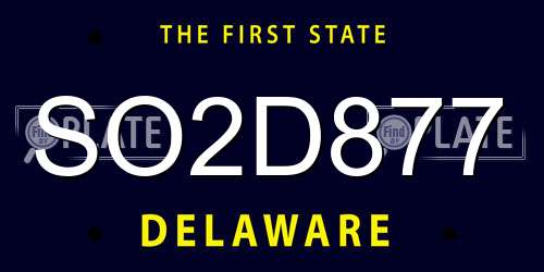 SO2D877 Delaware License Plate