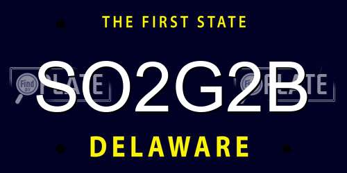 SO2G2B Delaware License Plate