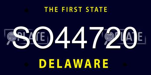SO44720 Delaware License Plate